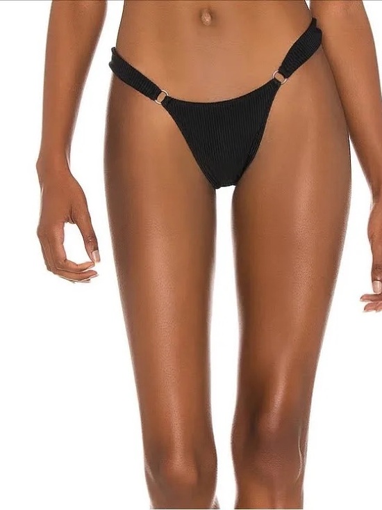 Camila Coelho Other - Camila Coelho x Revolve Black Ribbed Ring Accent Cheeky Bikini Bottom - Medium